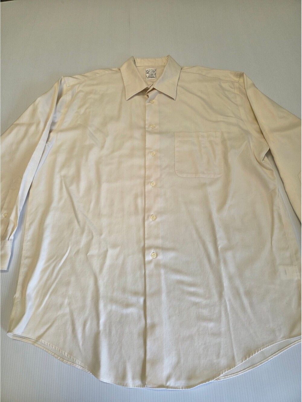 Pronto Uomo Men's Cream Dress Shirt Size 17 32/33 Very Good Condition